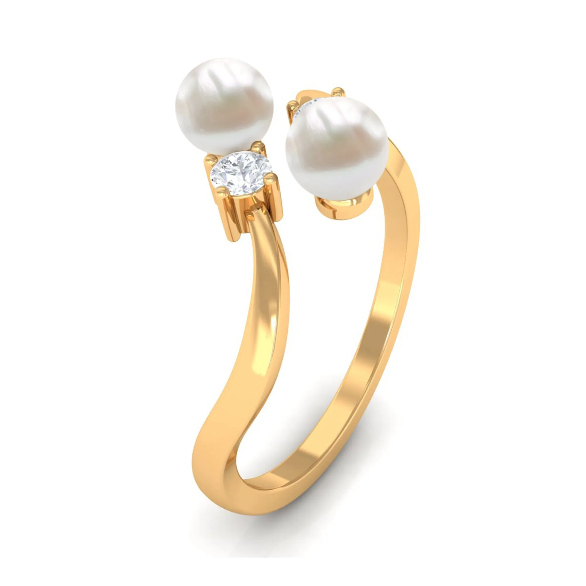 Freshwater Pearl and Diamond Wrap Ring