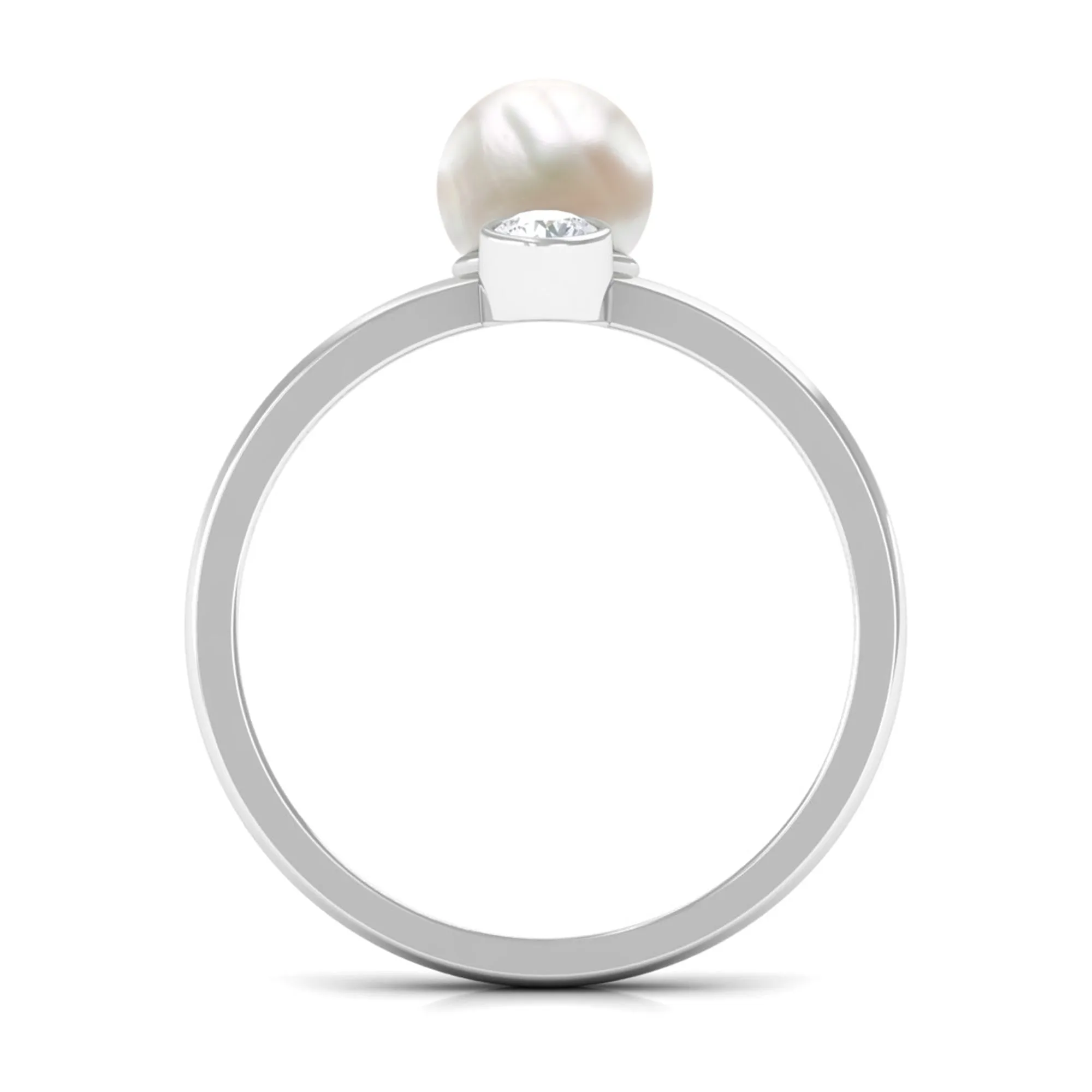 Freshwater Pearl Toi Et Moi Ring with Diamond