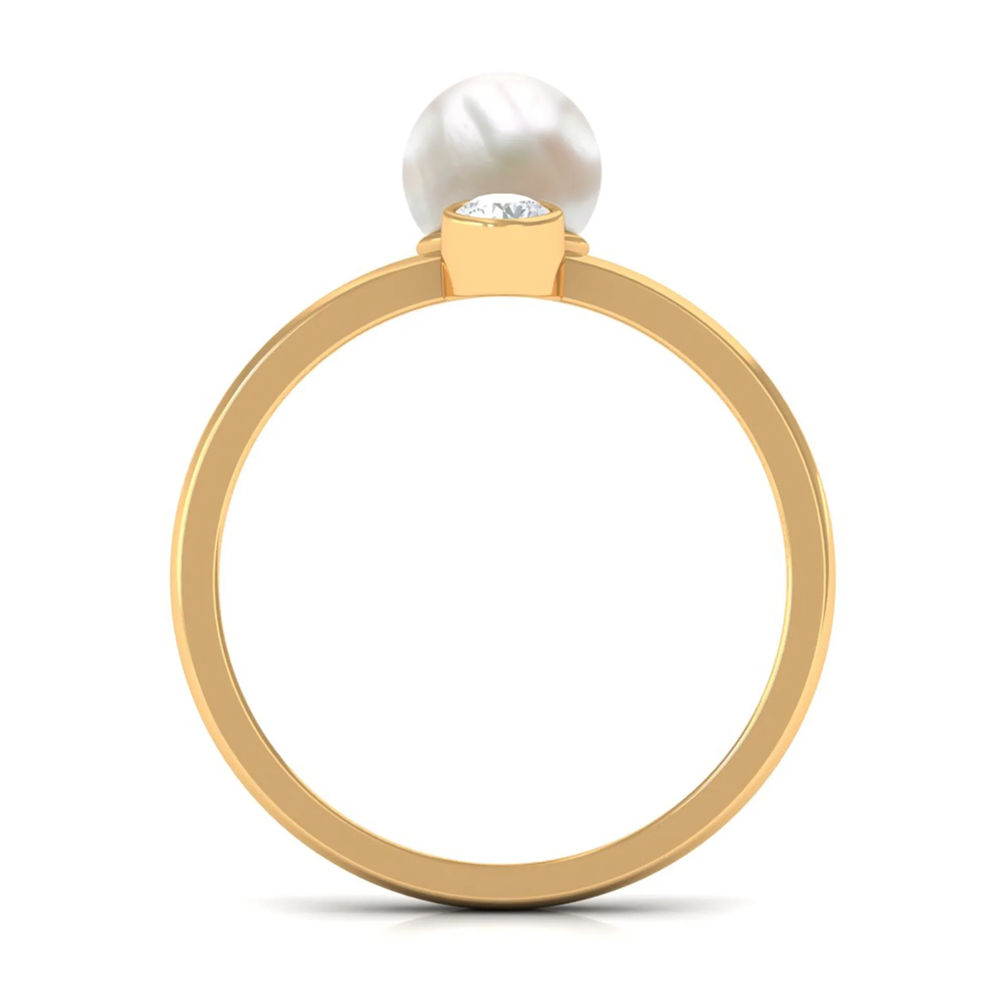 Freshwater Pearl Toi Et Moi Ring with Diamond