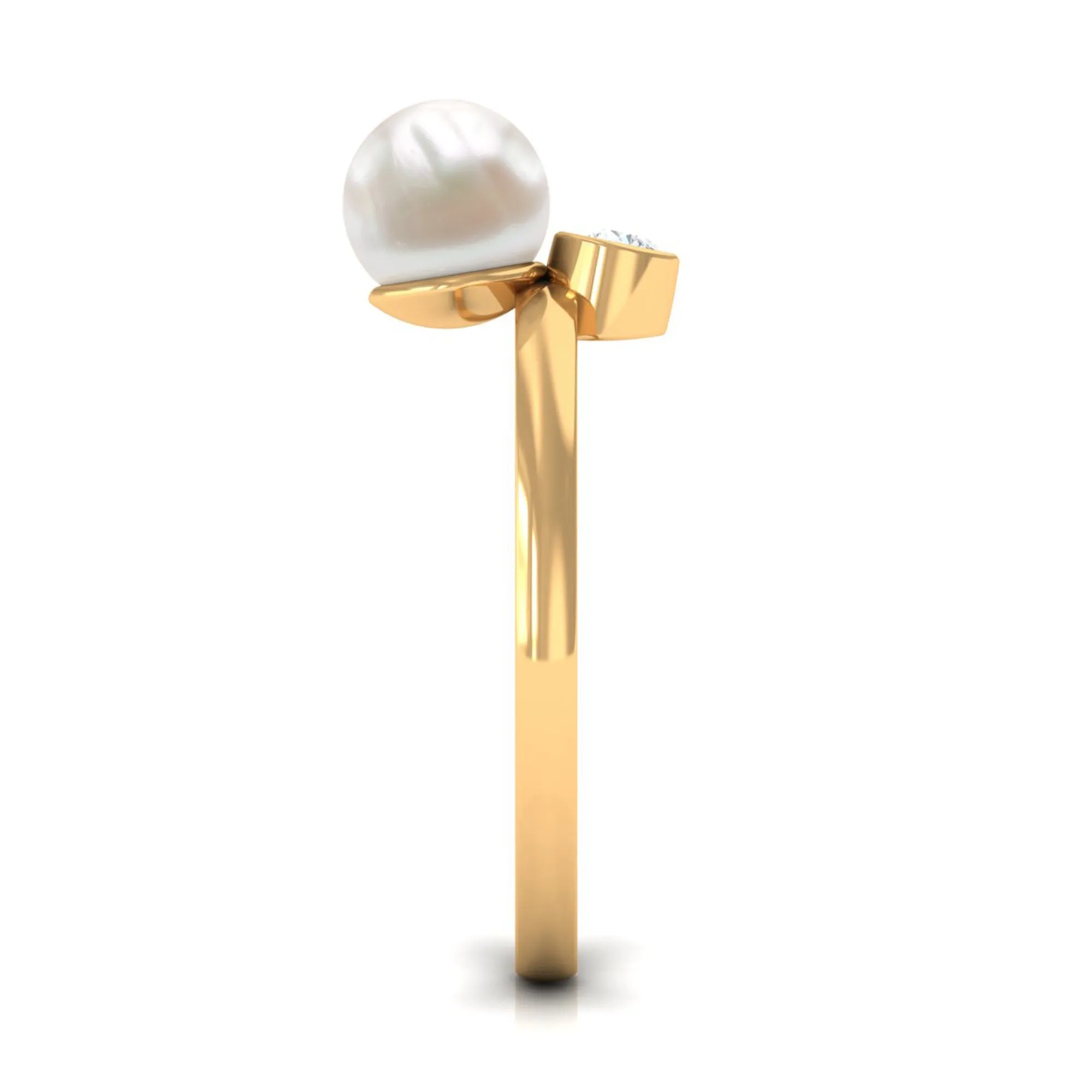 Freshwater Pearl Toi Et Moi Ring with Diamond