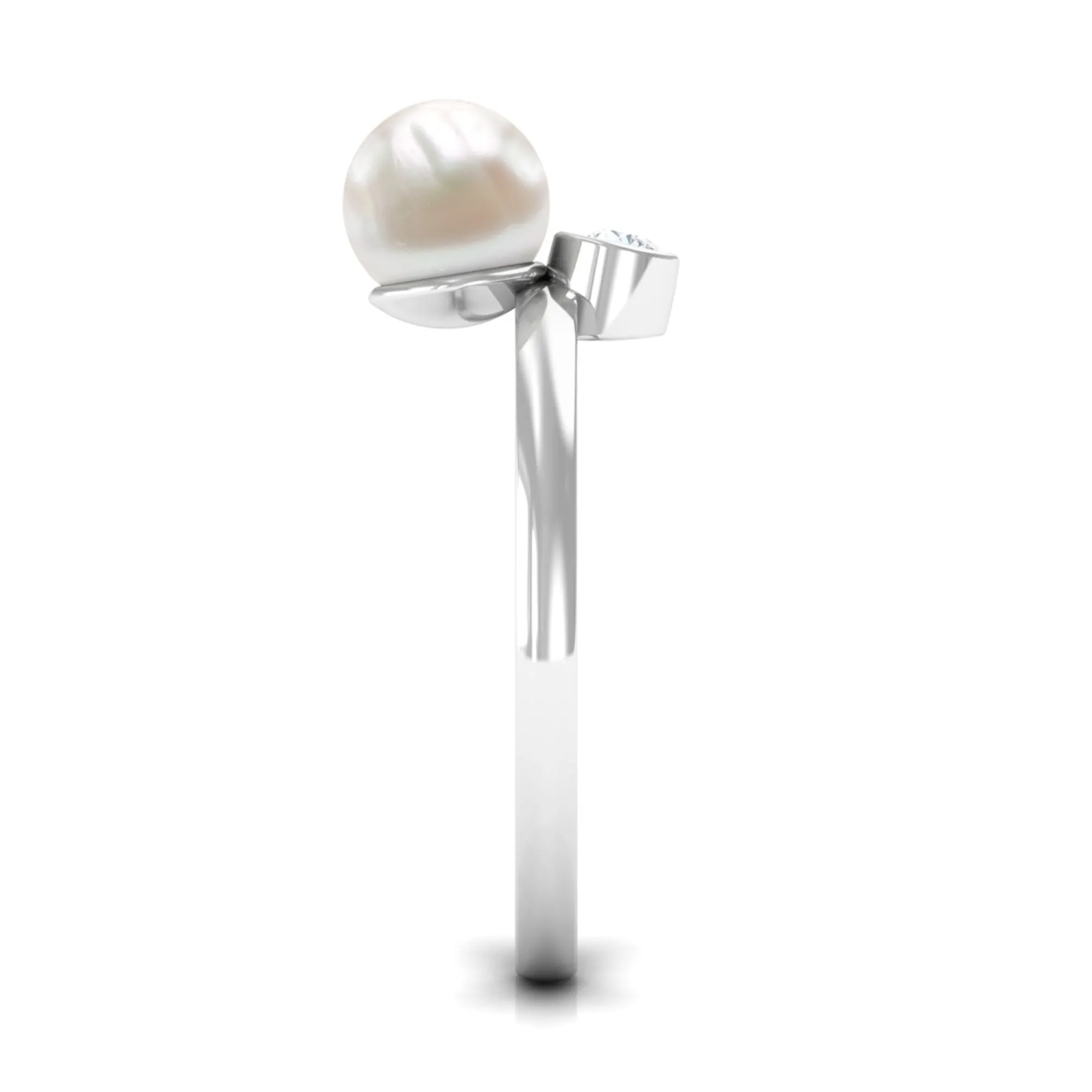 Freshwater Pearl Toi Et Moi Ring with Diamond