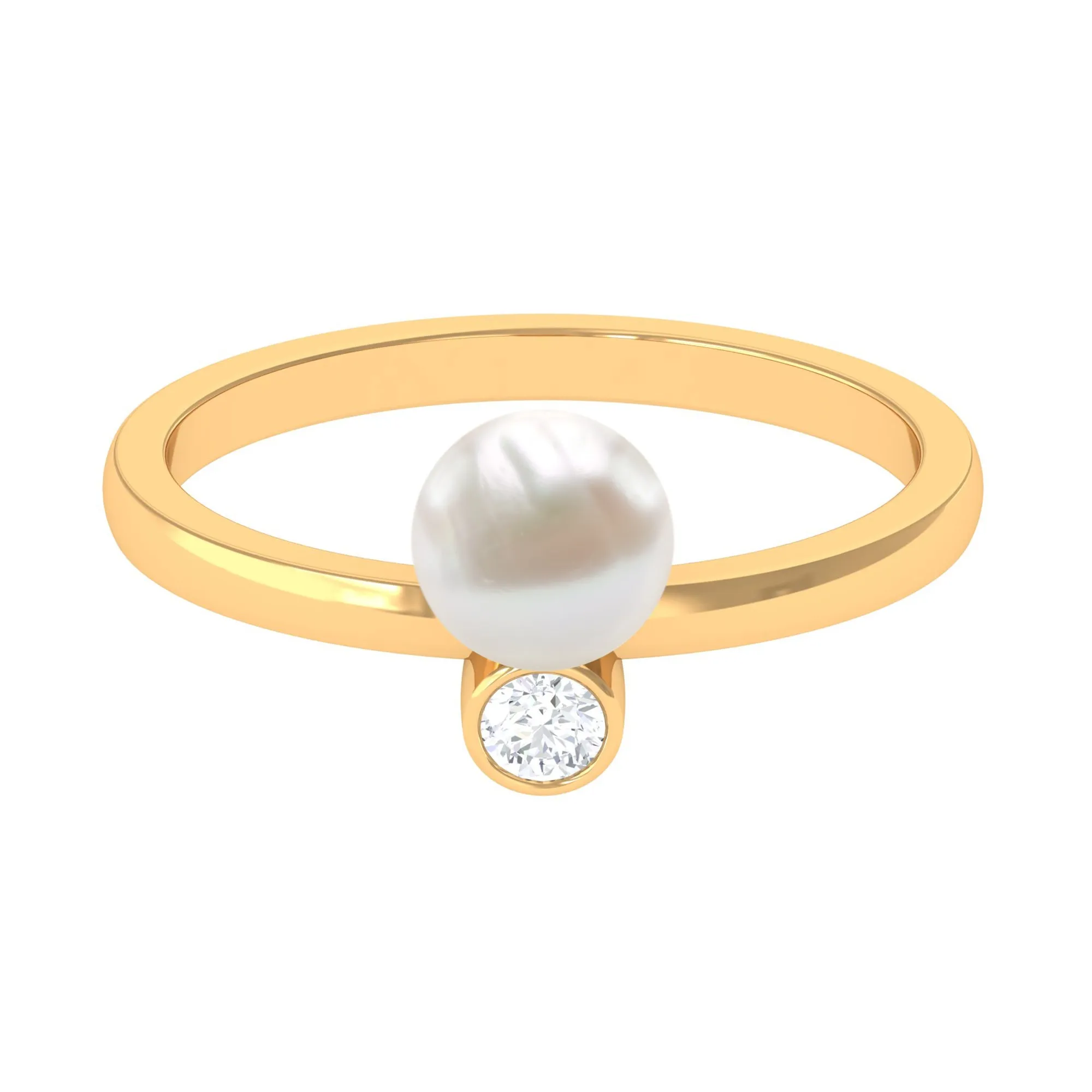 Freshwater Pearl Toi Et Moi Ring with Diamond