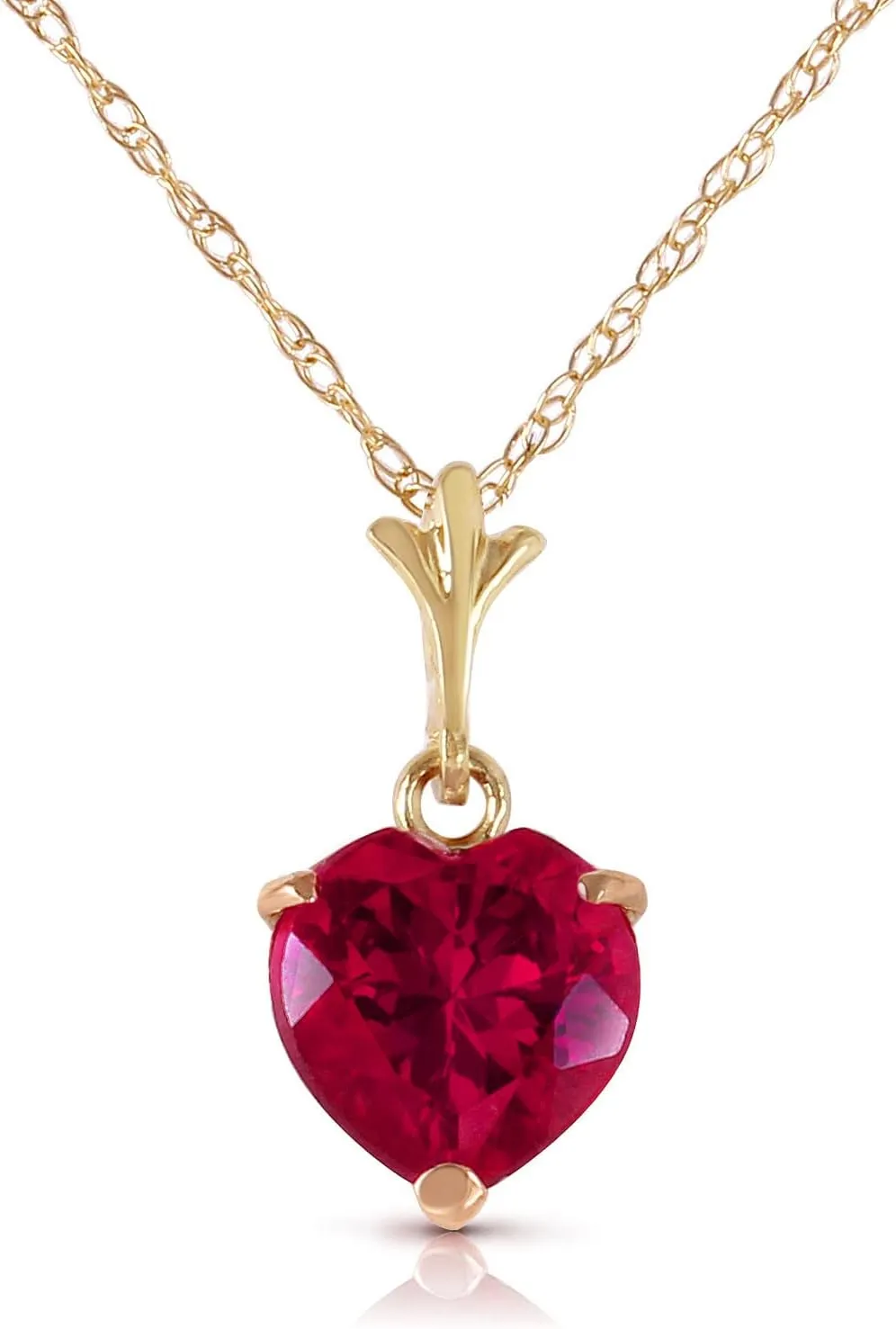 Galaxy Gold GG 14K Solid Yellow Gold Lab Grown Heart Ruby Necklace and Earrings Set Grade AAA