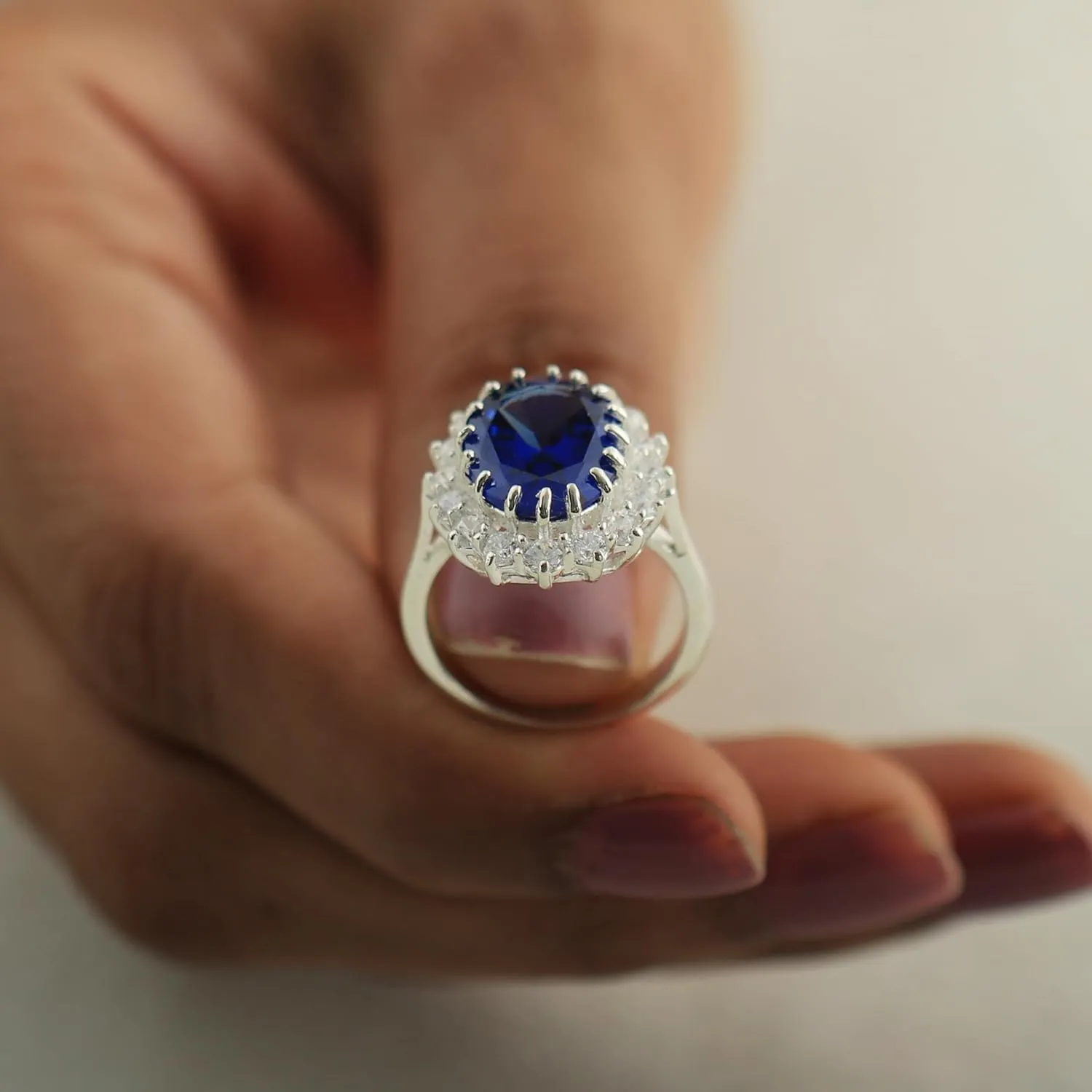 GEMHUB 4.5Ct Sapphire Ring 925 Sterling Silver Rings for Women | Gemstone Birthstone Rings Sapphire Jewelry for Women