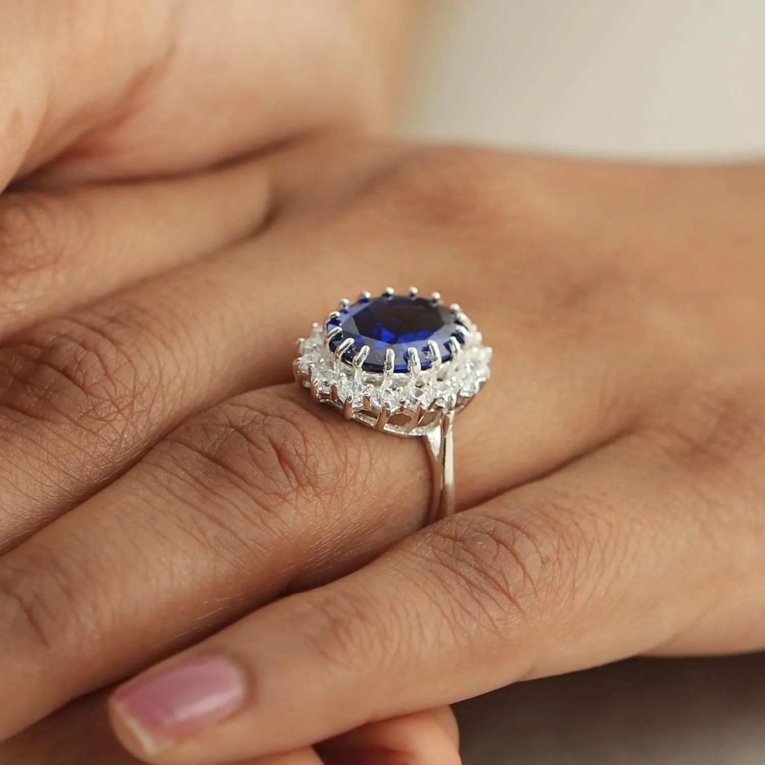 GEMHUB 4.5Ct Sapphire Ring 925 Sterling Silver Rings for Women | Gemstone Birthstone Rings Sapphire Jewelry for Women