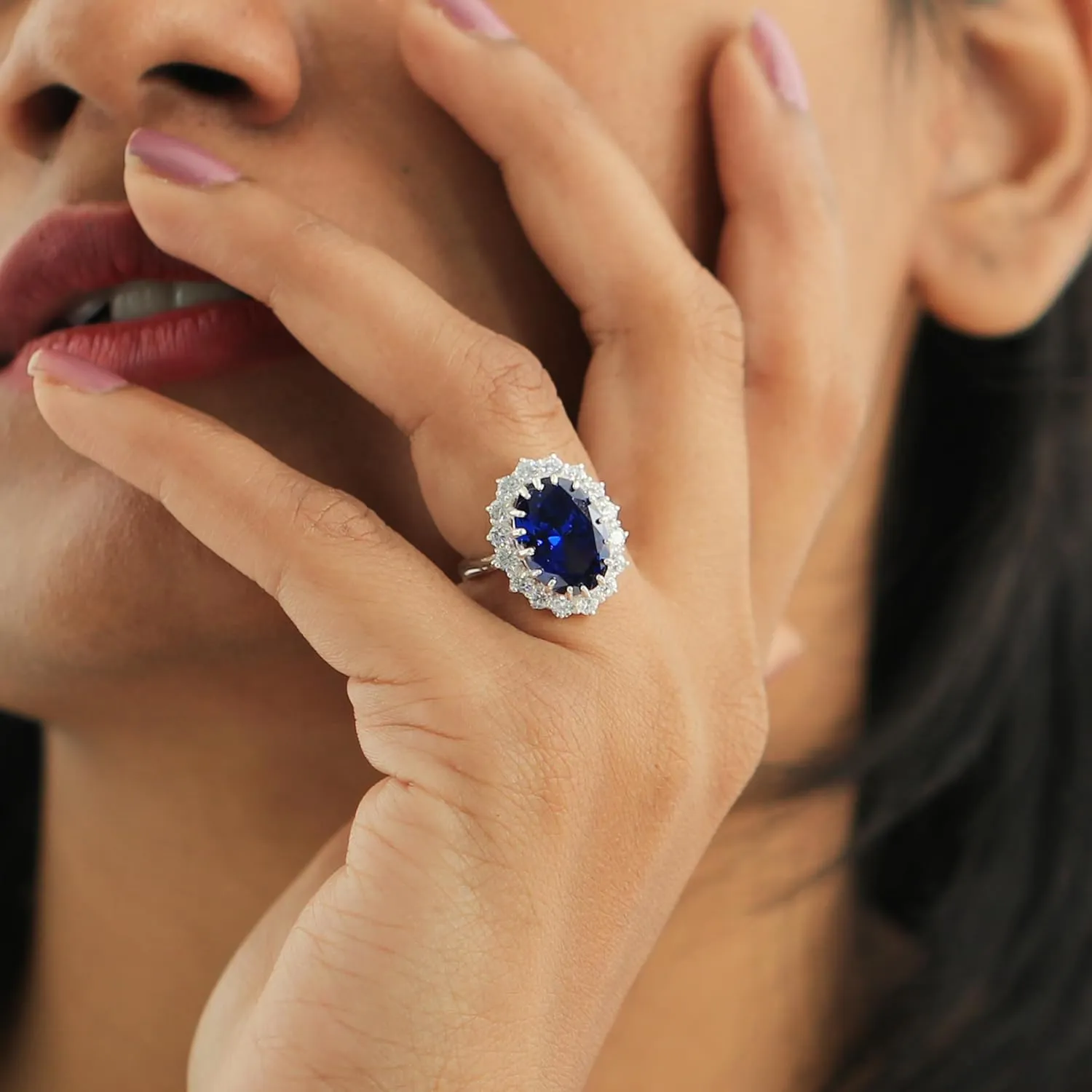 GEMHUB 4.5Ct Sapphire Ring 925 Sterling Silver Rings for Women | Gemstone Birthstone Rings Sapphire Jewelry for Women
