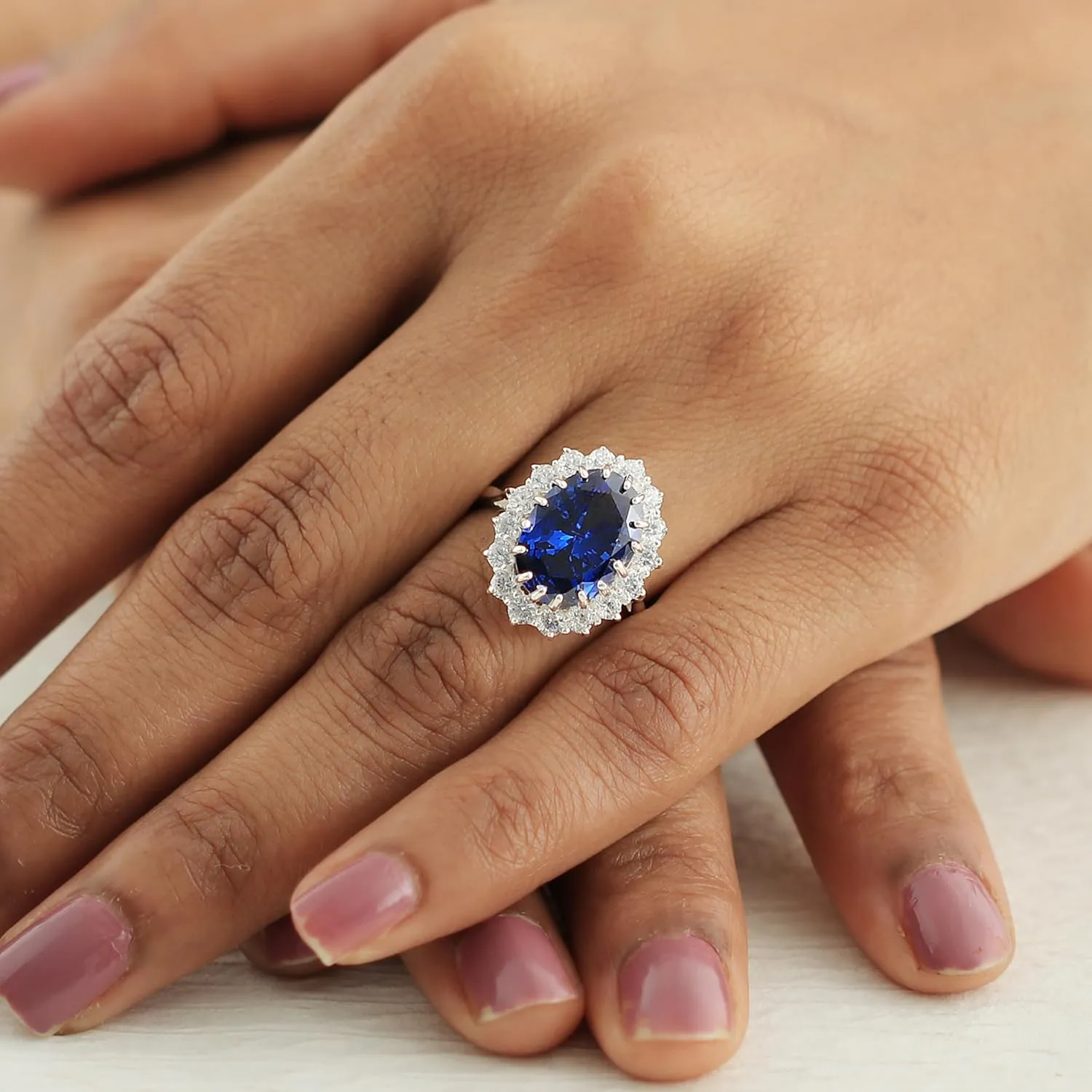 GEMHUB 4.5Ct Sapphire Ring 925 Sterling Silver Rings for Women | Gemstone Birthstone Rings Sapphire Jewelry for Women