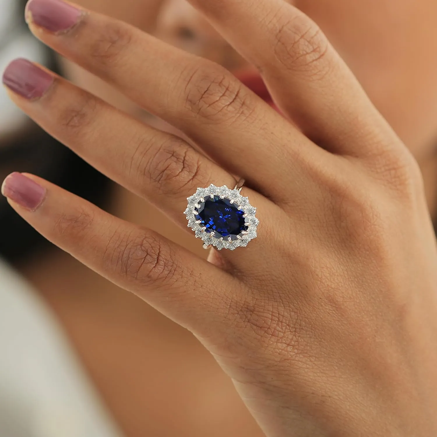 GEMHUB 4.5Ct Sapphire Ring 925 Sterling Silver Rings for Women | Gemstone Birthstone Rings Sapphire Jewelry for Women