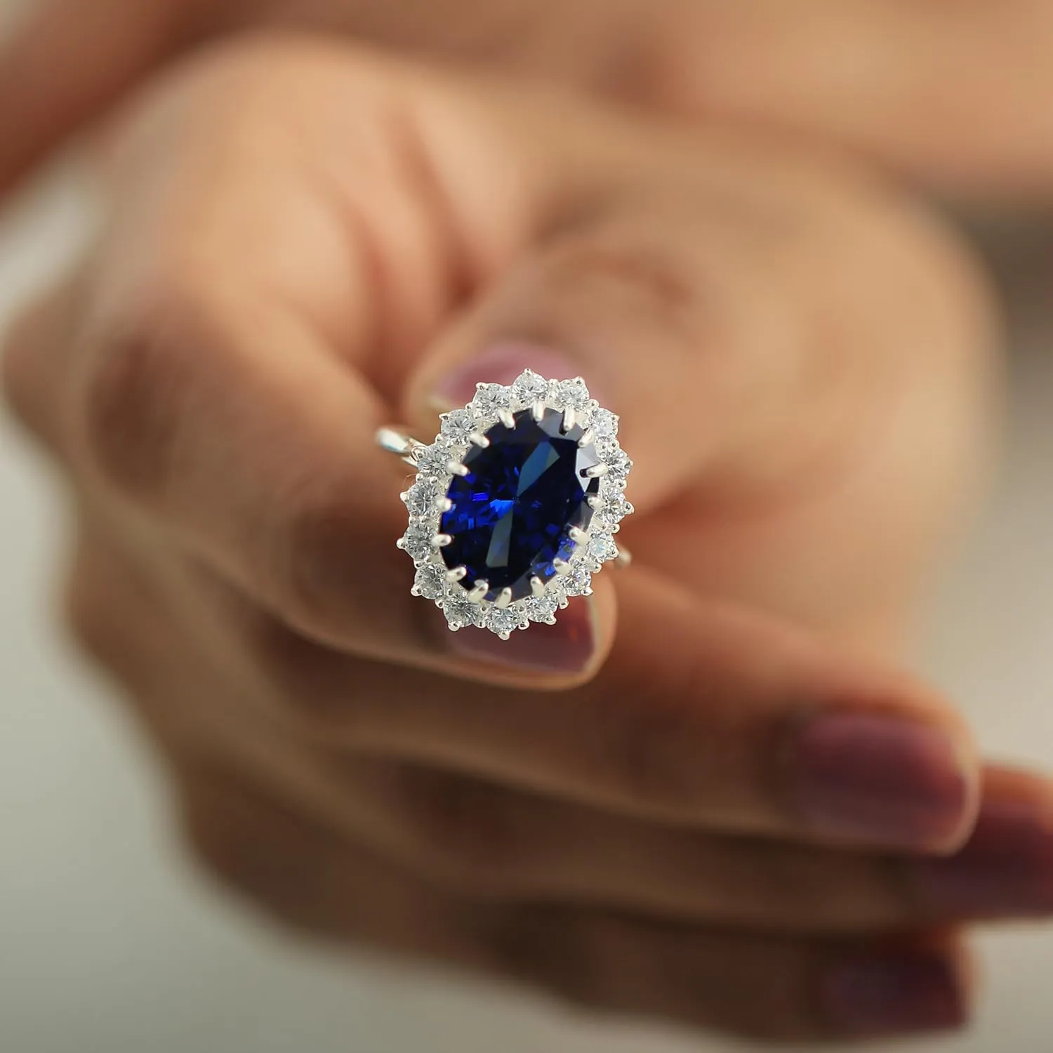 GEMHUB 4.5Ct Sapphire Ring 925 Sterling Silver Rings for Women | Gemstone Birthstone Rings Sapphire Jewelry for Women