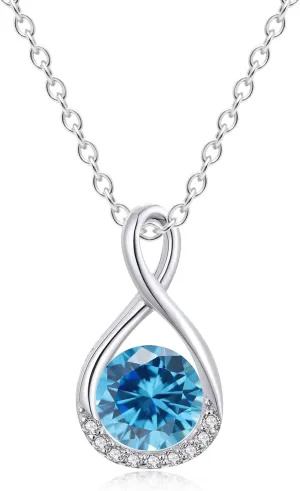 Genuine Birthstone Infinity Necklace for Women, Birthday Gifts for Her, Minimalism Style Jewelry for Everyday Wear