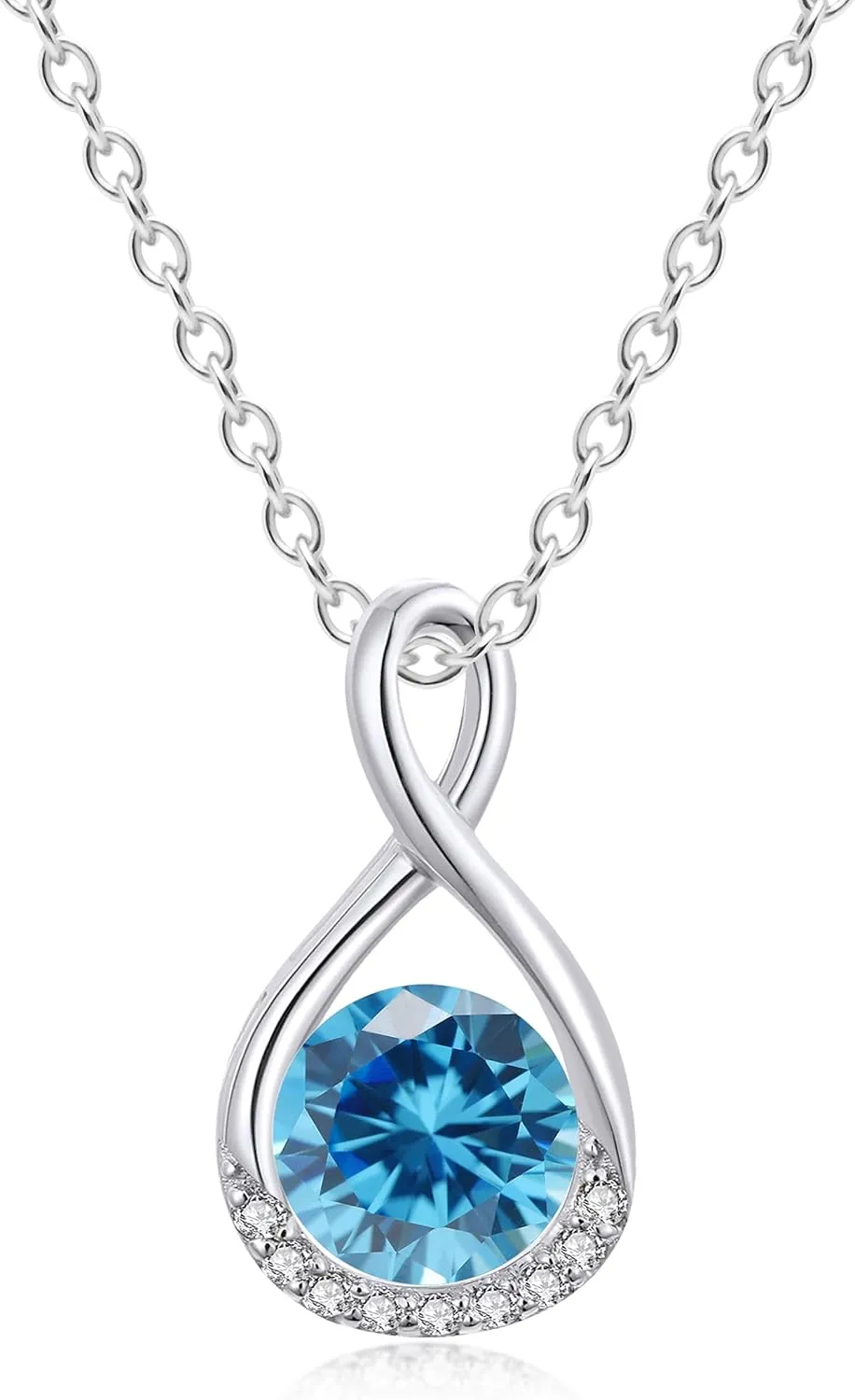 Genuine Birthstone Infinity Necklace for Women, Birthday Gifts for Her, Minimalism Style Jewelry for Everyday Wear