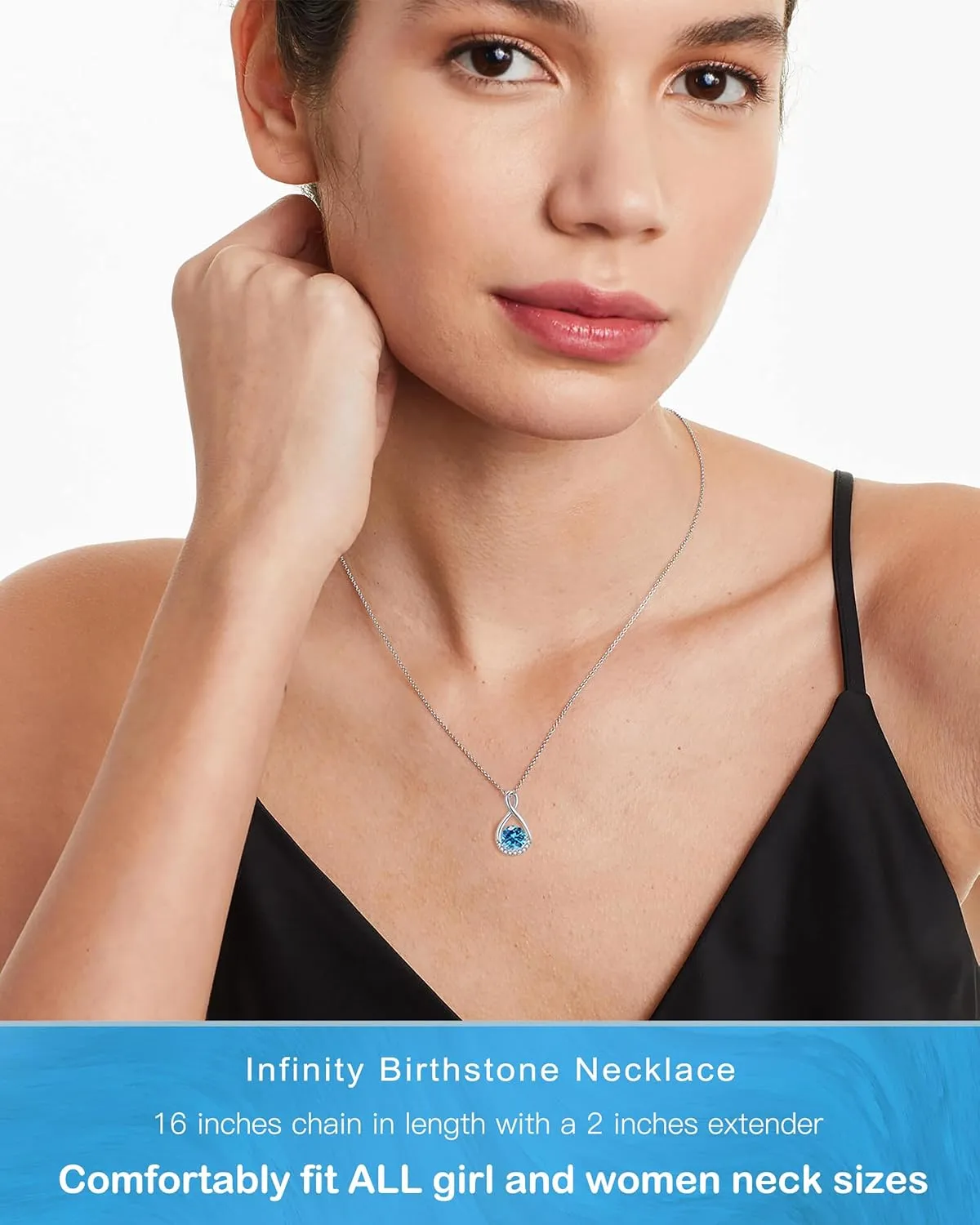 Genuine Birthstone Infinity Necklace for Women, Birthday Gifts for Her, Minimalism Style Jewelry for Everyday Wear