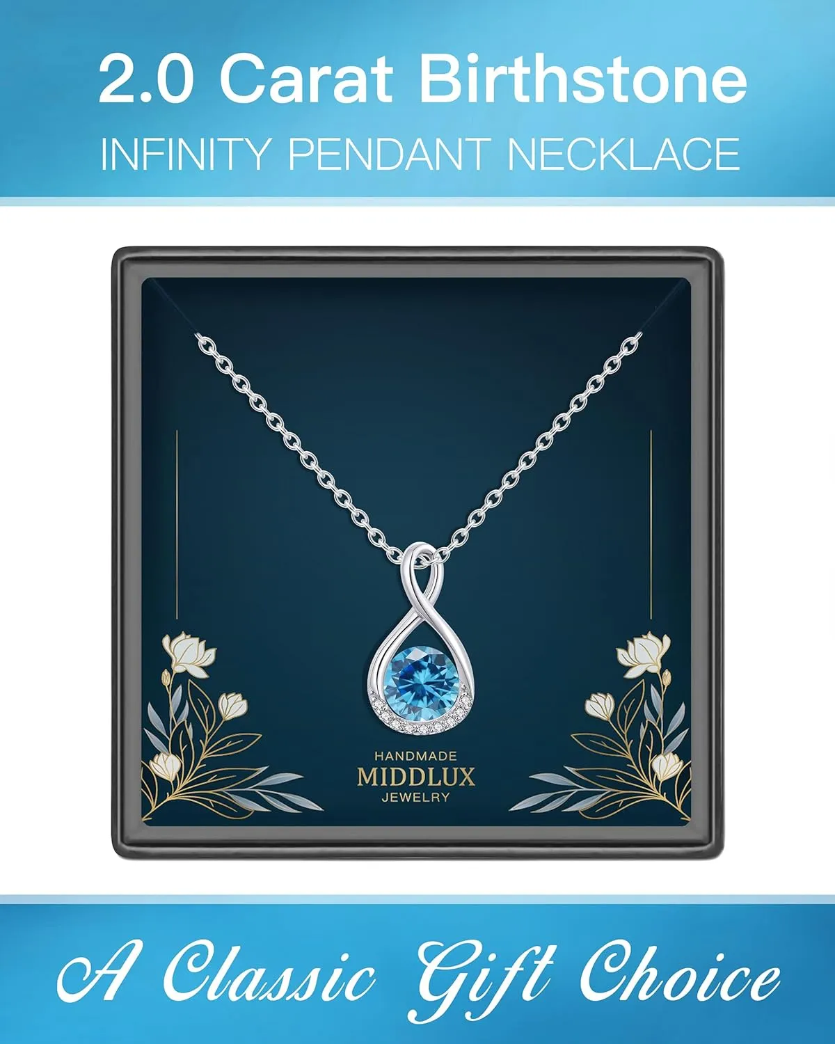 Genuine Birthstone Infinity Necklace for Women, Birthday Gifts for Her, Minimalism Style Jewelry for Everyday Wear
