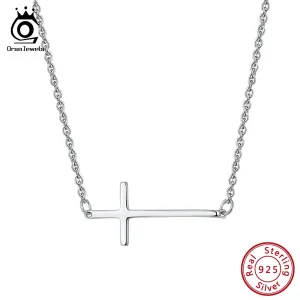 Genuine Silver 925 Women Necklace Cross Shape Pendant