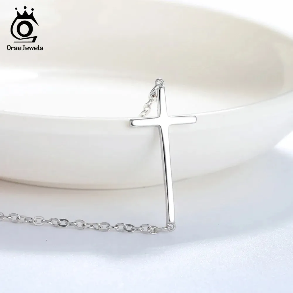 Genuine Silver 925 Women Necklace Cross Shape Pendant
