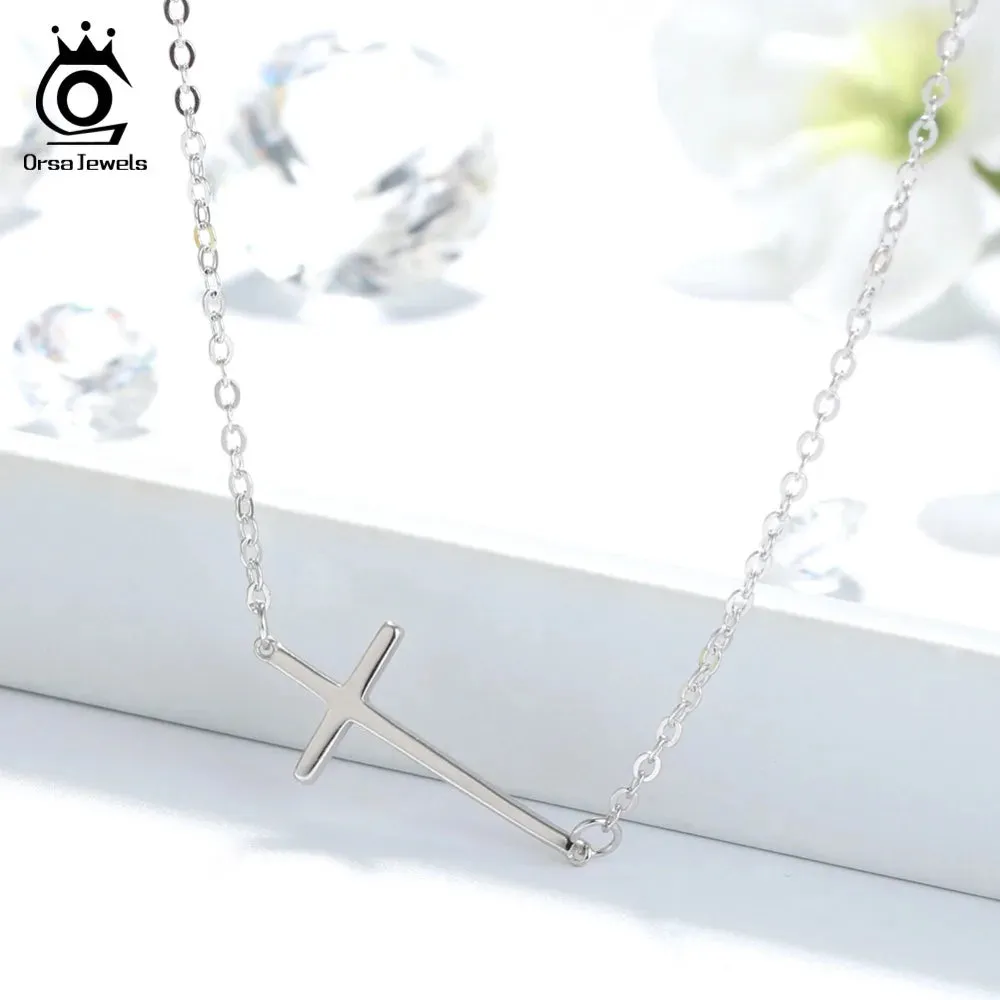 Genuine Silver 925 Women Necklace Cross Shape Pendant