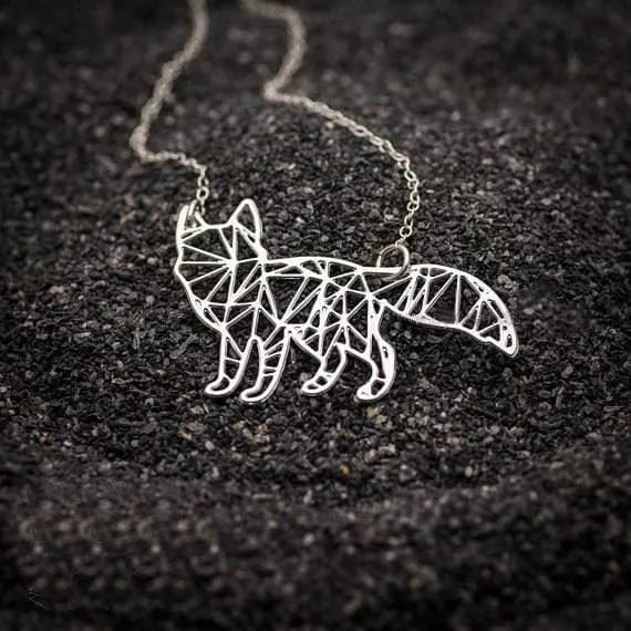 Geometric Origami Inspired Fox Necklace