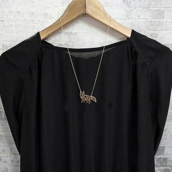 Geometric Origami Inspired Fox Necklace