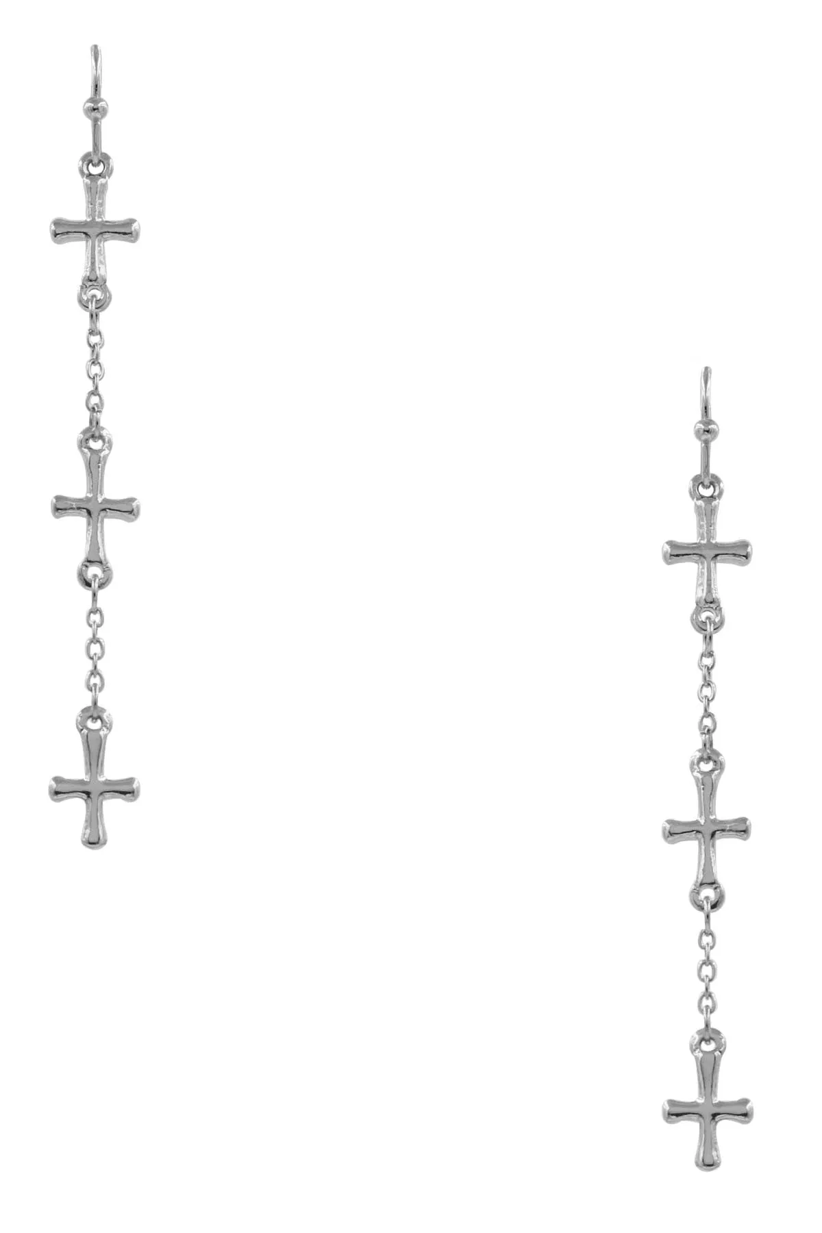 Gold & Silver Cross Dangle Earrings