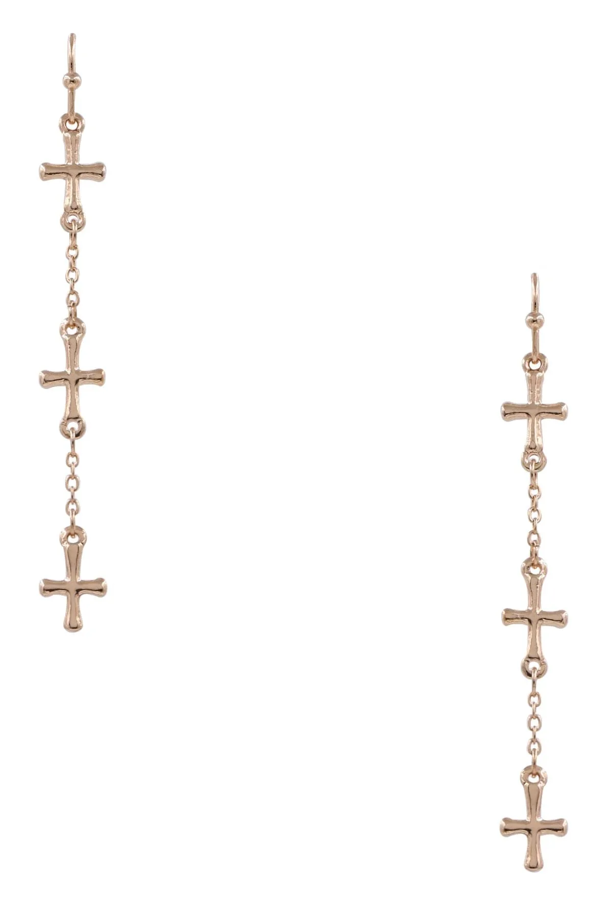 Gold & Silver Cross Dangle Earrings