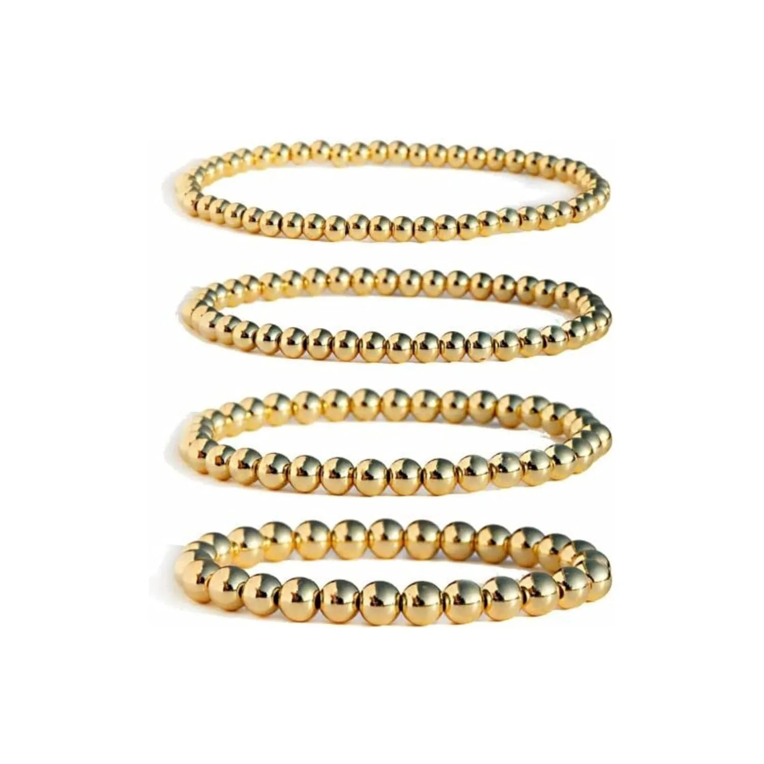 Gold Bead Bracelet, 14K Yellow Gold Filled Beaded Ball Bracelet, 2.5mm, 3mm, 4mm, 5mm Stacking Stretch Bracelet
