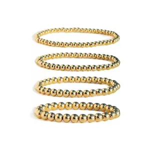 Gold Bead Bracelet, 14K Yellow Gold Filled Beaded Ball Bracelet, 2.5mm, 3mm, 4mm, 5mm Stacking Stretch Bracelet