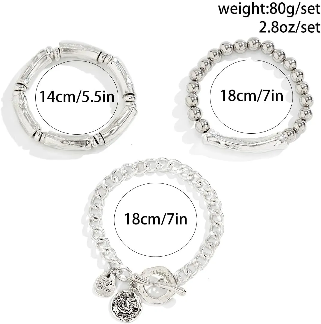 Gold Bead Stackable Bracelet for Women Adjustable Stack Strand Bead Ball Bracelet Set Bohemian Stretch Bow Beaded Bracelets Pearl Set Bracelet Statement Ball Bracelet Hand Jewelry