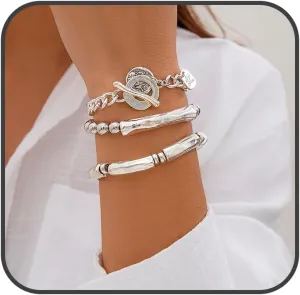 Gold Bead Stackable Bracelet for Women Adjustable Stack Strand Bead Ball Bracelet Set Bohemian Stretch Bow Beaded Bracelets Pearl Set Bracelet Statement Ball Bracelet Hand Jewelry