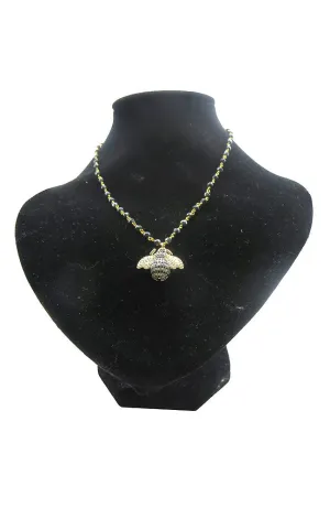 Gold Bee Onyx Necklace