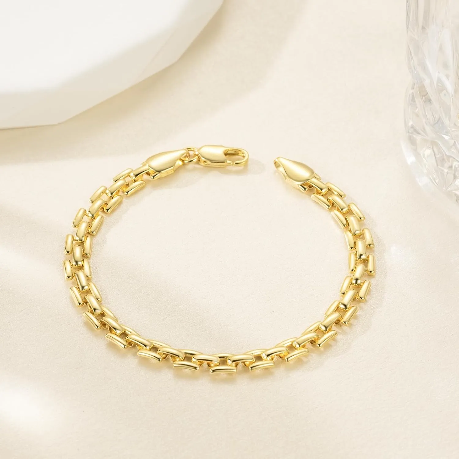 Gold Bracelet 14k Gold Bracelets for Women & Men Non Tarnish Watch Chain Design Womens Bracelets Jewelry Gifts 6.5-9 Inches