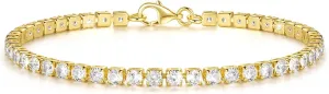 Gold Bracelets 14K Gold Tennis Bracelets for Women Non Tarnish Dainty Chain Bracelet Cubic Zirconia Bracelet Ideal Presents Available in 5 Sizes 6.5'' 7'' 7.5'' 8'' 9'' (7.5in)