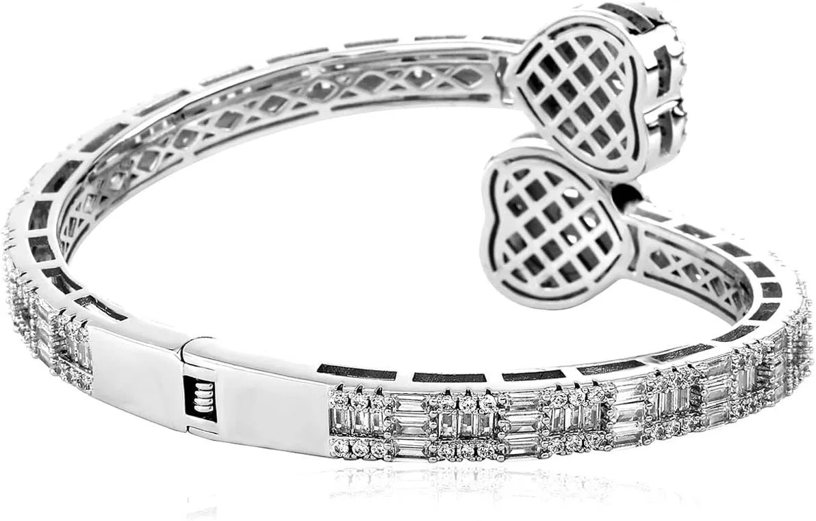 Gold Bracelets Bangle Bracelets for Women Adjustable Heart Cuff Bracelets Cubic Zirconia Iced Out Bracelet Men Women Trendy Wedding Bridesmaids Bling Hip Hop Jewelry Mothers Day Gifts