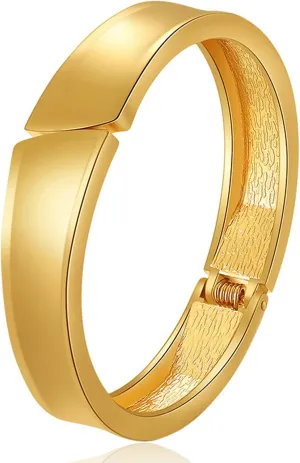 Gold Bracelets for Women 18K Gold Plated Hinge Fashion Chunky Stacks Cuff Bracelets for Teen Girls Jewelry Vintage Arm Cuff Bracelets for Mom Birthday Gifts