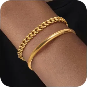 Gold Bracelets for Women Bracelet Stack Layered Set Dainty Bangles Trendy Link Chain Cubic Zirconia Cuff Jewelry