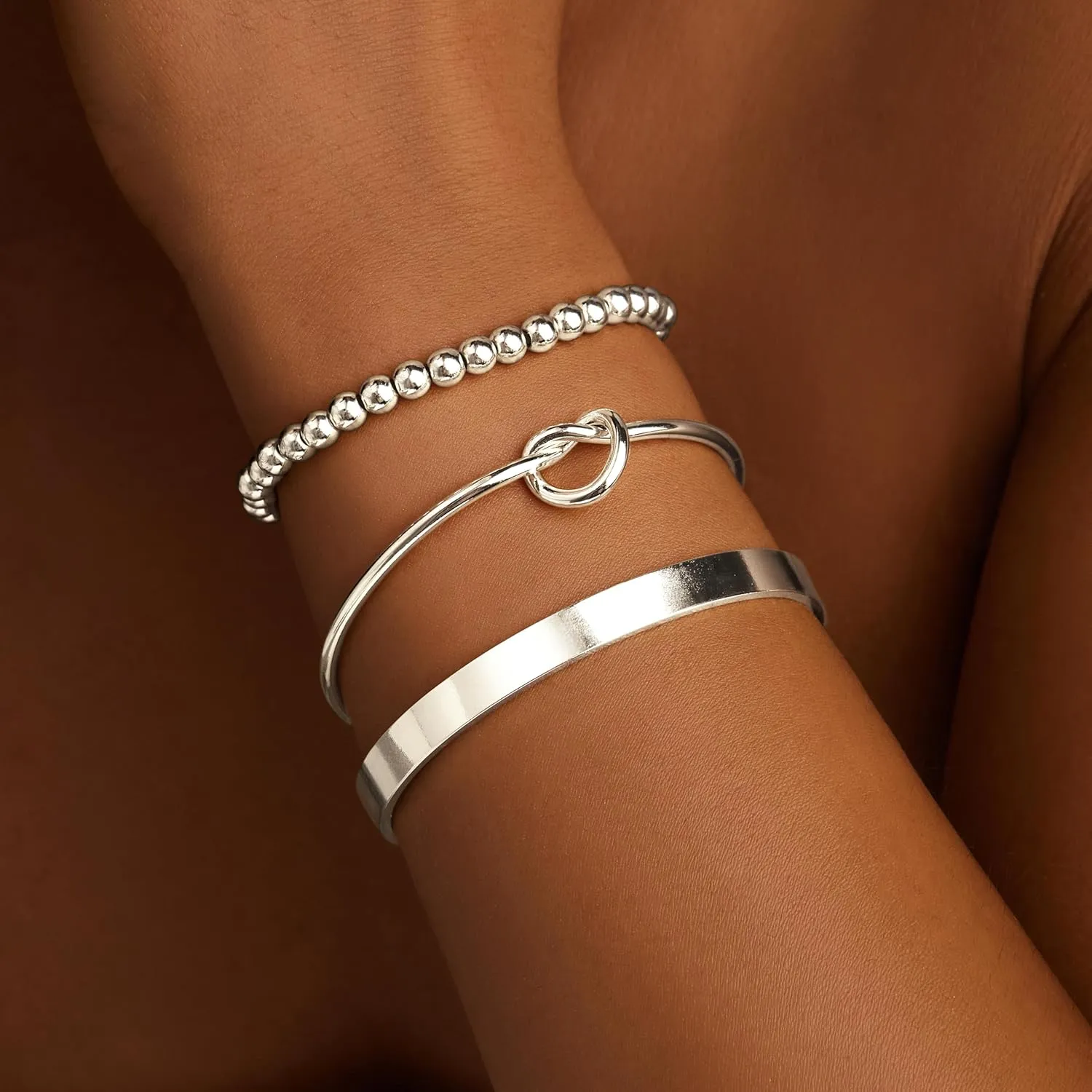 Gold Bracelets for Women Non Tarnish Dainty 14K Real Gold Plated Bangle Cuff Bracelets Stack for Women,Waterproof Stackable Bracelet Gold Jewelry Trendy Gifts Adjustable