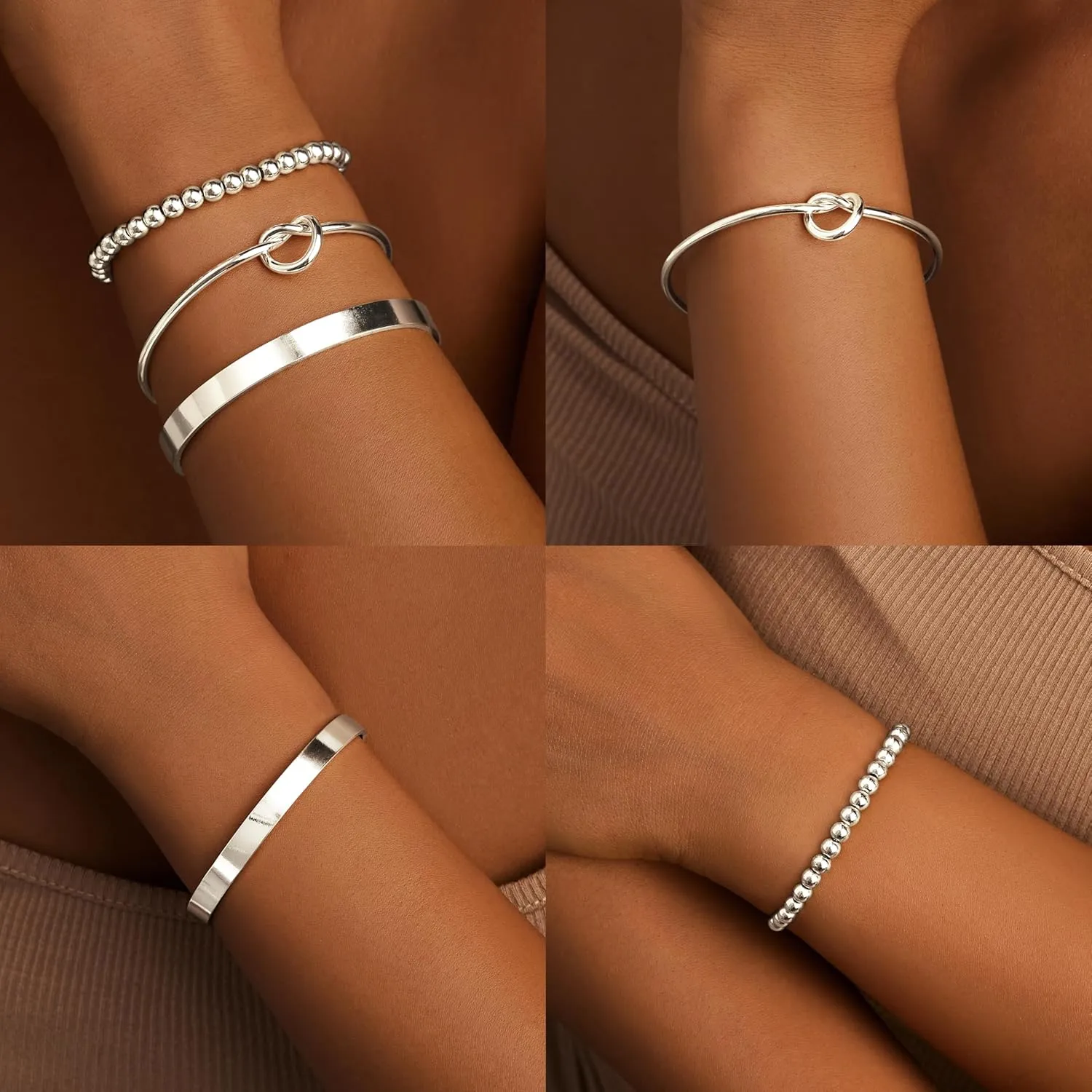 Gold Bracelets for Women Non Tarnish Dainty 14K Real Gold Plated Bangle Cuff Bracelets Stack for Women,Waterproof Stackable Bracelet Gold Jewelry Trendy Gifts Adjustable