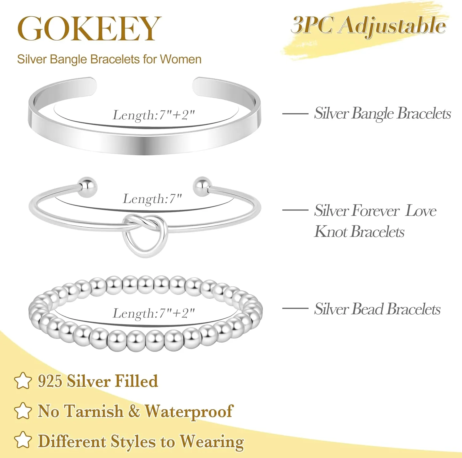 Gold Bracelets for Women Non Tarnish Dainty 14K Real Gold Plated Bangle Cuff Bracelets Stack for Women,Waterproof Stackable Bracelet Gold Jewelry Trendy Gifts Adjustable