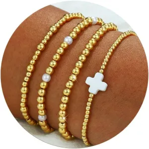 Gold Bracelets for Women Waterproof,14K Gold/Silver Plated Stackable Bracelet Stack Set Adjustable Charm Bead Chain Layered Trendy Jewelry Gift for Women