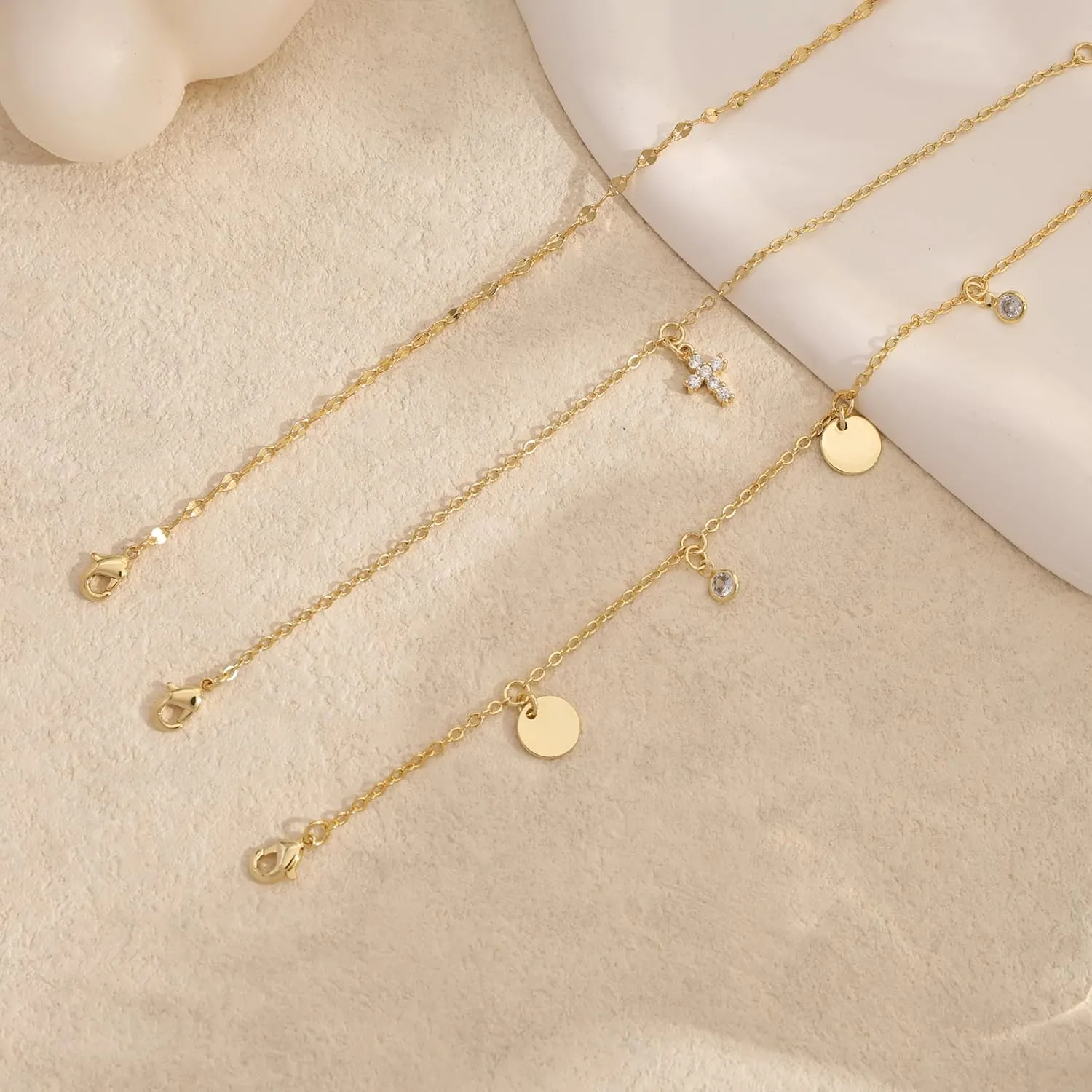 Gold Bracelets for Women,Dainty Gold Cross Bracelet 14K Gold Plated Beaded Bracelets for Women Trendy Bracelet Stack Pearl Bracelet Set Waterproof Chain Bracelet Gold Jewelry for Women Baptism Gifts