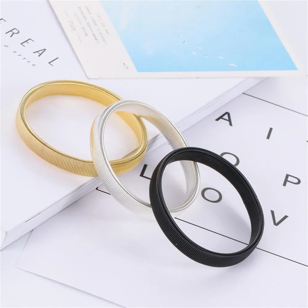 Gold Chunky Stretch Bangles Bracelets Gold Plated Flexible Stack Bracelets for Women Men