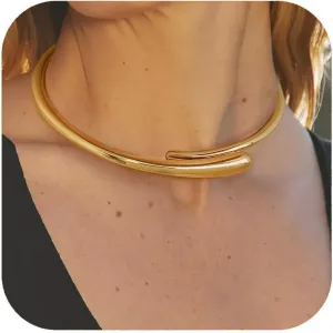 Gold Collar Necklace For Women Trendy Adjustable Open Choker Collar Necklace Chunky Teardrop Necklaces Chunky Gold Cuff Statement Necklaces Fashion Jewelry