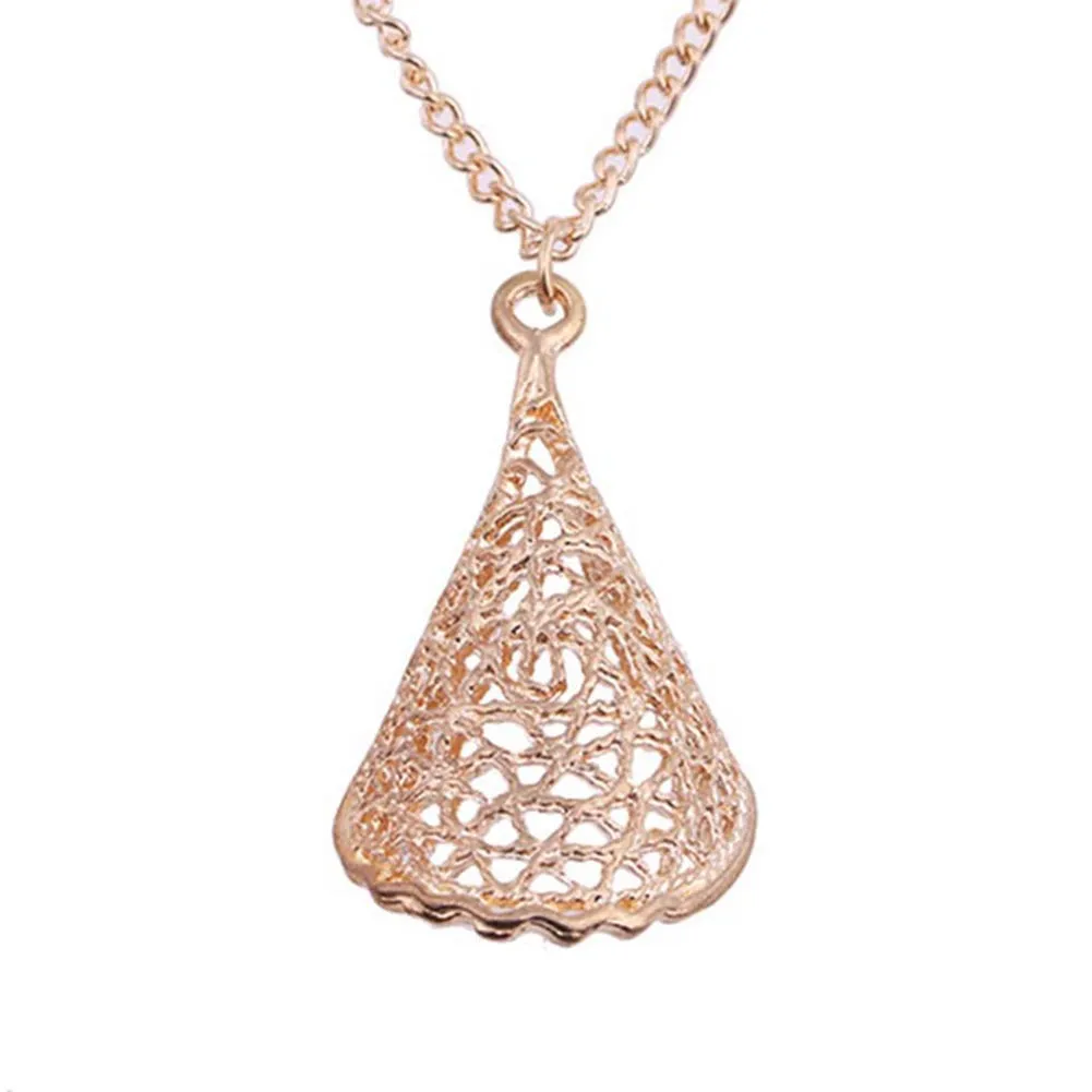 Gold-color Hollow Magic Cloak Alloy Pendant Necklace for Women
