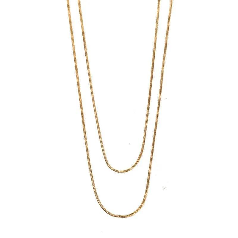 Gold Color Snake Chain Long Pendant Necklace For Women