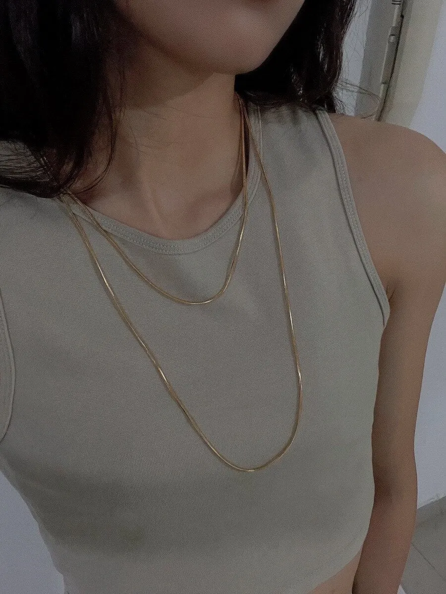 Gold Color Snake Chain Long Pendant Necklace For Women