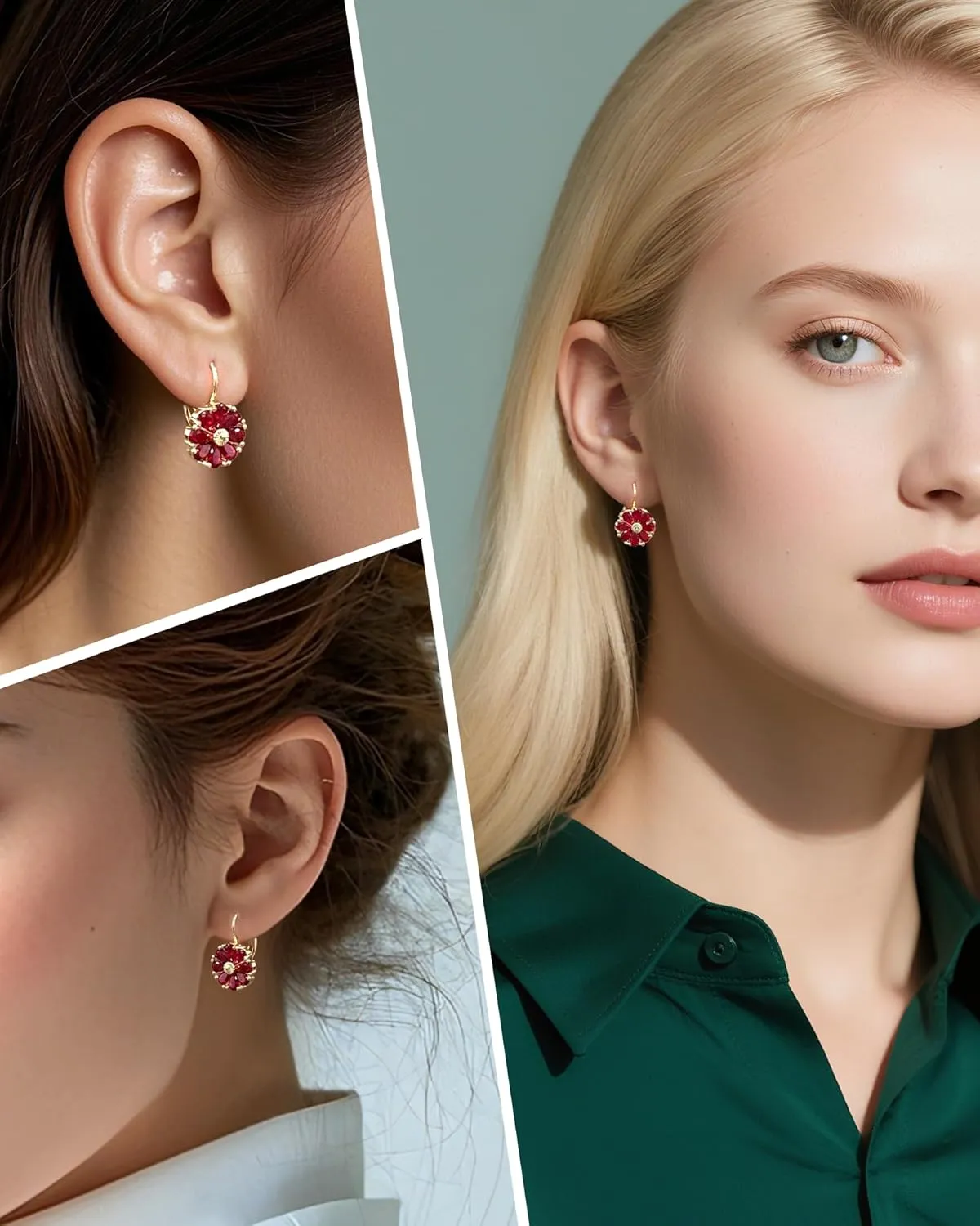 Gold Flower Earrings Birthstone Leverback Earrings Hypoallergenic Vintage Floral Earrings for Women Trendy