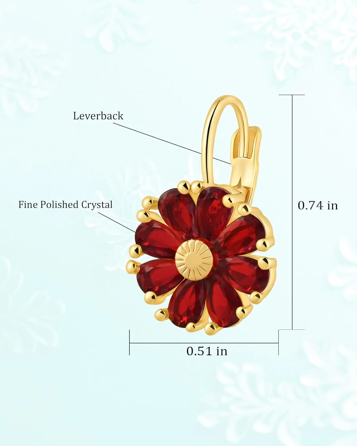 Gold Flower Earrings Birthstone Leverback Earrings Hypoallergenic Vintage Floral Earrings for Women Trendy