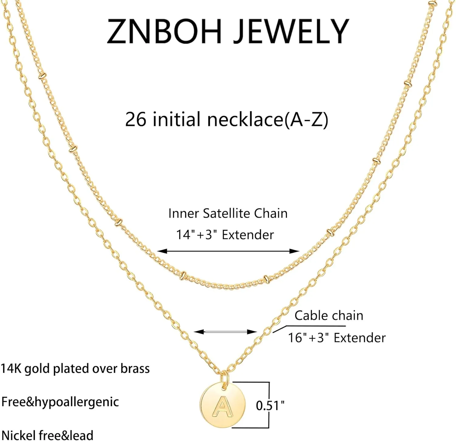 Gold Initial Necklaces for Women Layered Dainty Letter Coin Necklace for Teen Girls Trendy 14k Gold Plated Choker Name Pendant Cute Simple Stacking Charm Chain Jewelry Gift