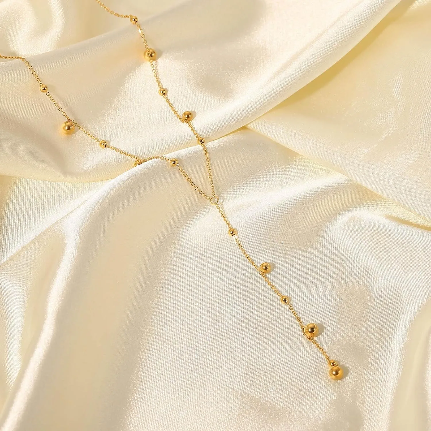Gold Lariat Necklace for Women-Simple Trendy Long Gold Necklaces, Dainty 14K Gold Plated Chain Y-Necklaces Jewelry Gifts for Party, Wedding, Anniversary