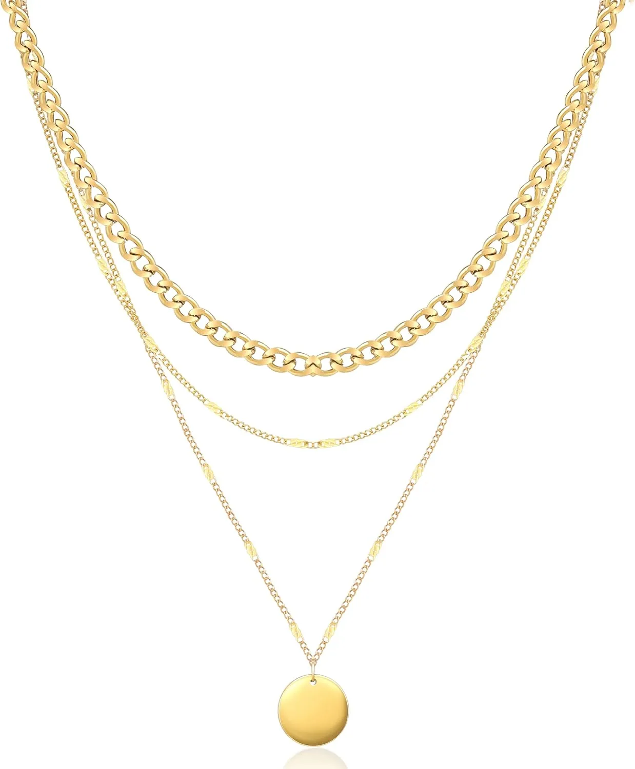 Gold Layered Necklaces for Women | 14K Gold & Silver Plated Dainty Necklace for Women with Bracelet | Small Love Waterproof Chain Necklaces for Women