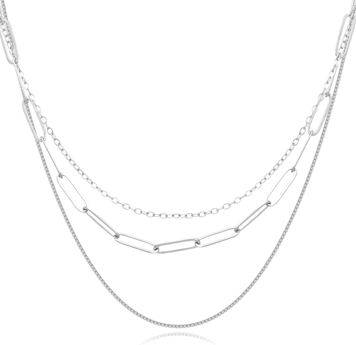 Gold Layered Necklaces for Women | 14K Gold & Silver Plated Dainty Necklace for Women with Bracelet | Small Love Waterproof Chain Necklaces for Women